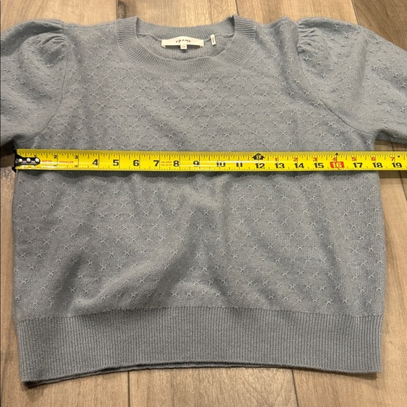 FRAME Pointelle Puff Sleeves Cashmere Sweater Pullover.  100% Cashmere. - Picture 8 of 10